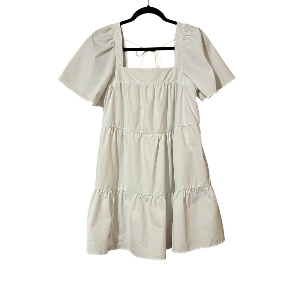 Abercrombie & Fitch White Flutter Sleeve Tiered Dress Womens Size Small